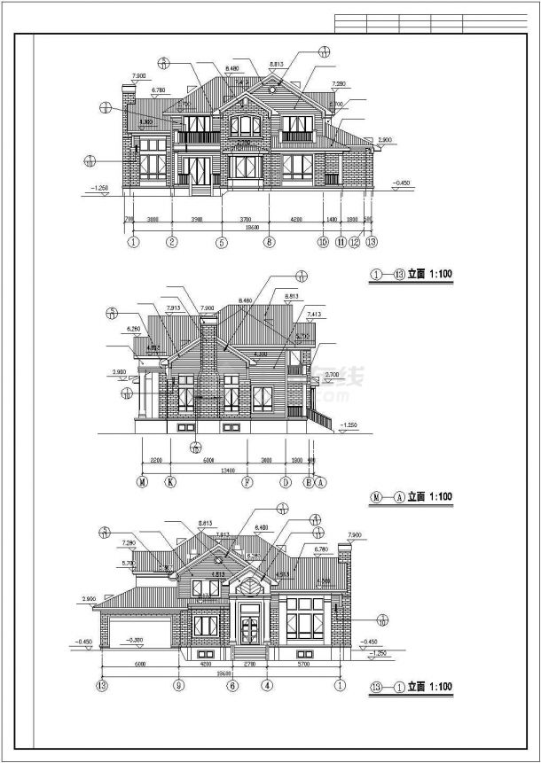 某二层独栋别墅建筑方案图（北入口、285平方米）-图二