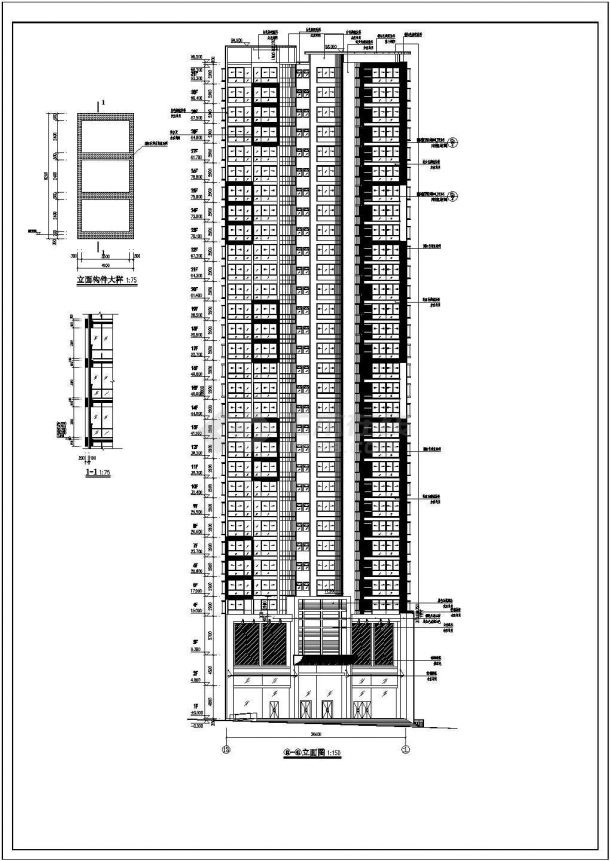 某31层住宅楼高层建筑cad施工图（含建筑效果图）-图一