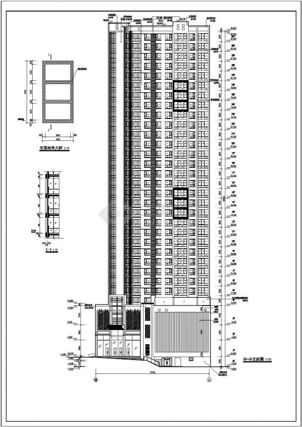 某31层住宅楼高层建筑cad施工图（含建筑效果图）-图二
