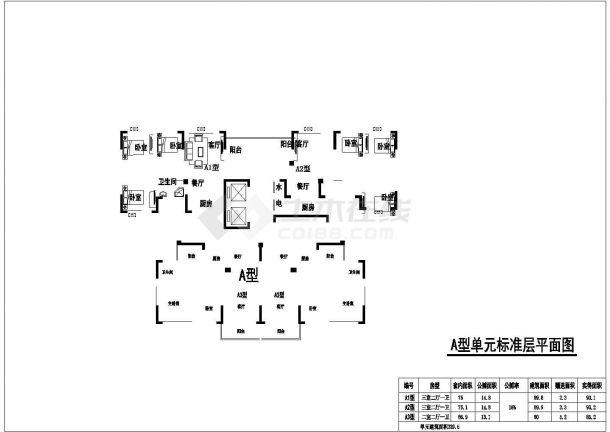 江苏高层住宅楼总平面图及户型平面布置设计CAD详图-图二