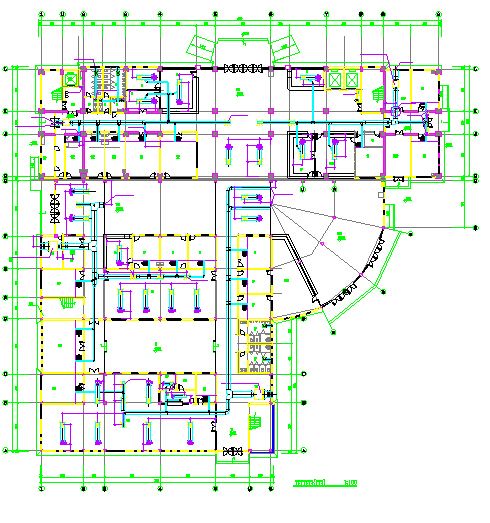 最新14层医院综合楼空调水系统设计cad图（标注齐全）-图二