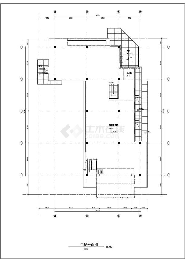 【苏州】某二层工业园区规划C12栋建筑扩初图-图二