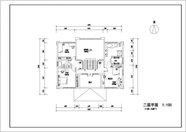 【北京】某别墅区二层北美风格别墅方案图-图一