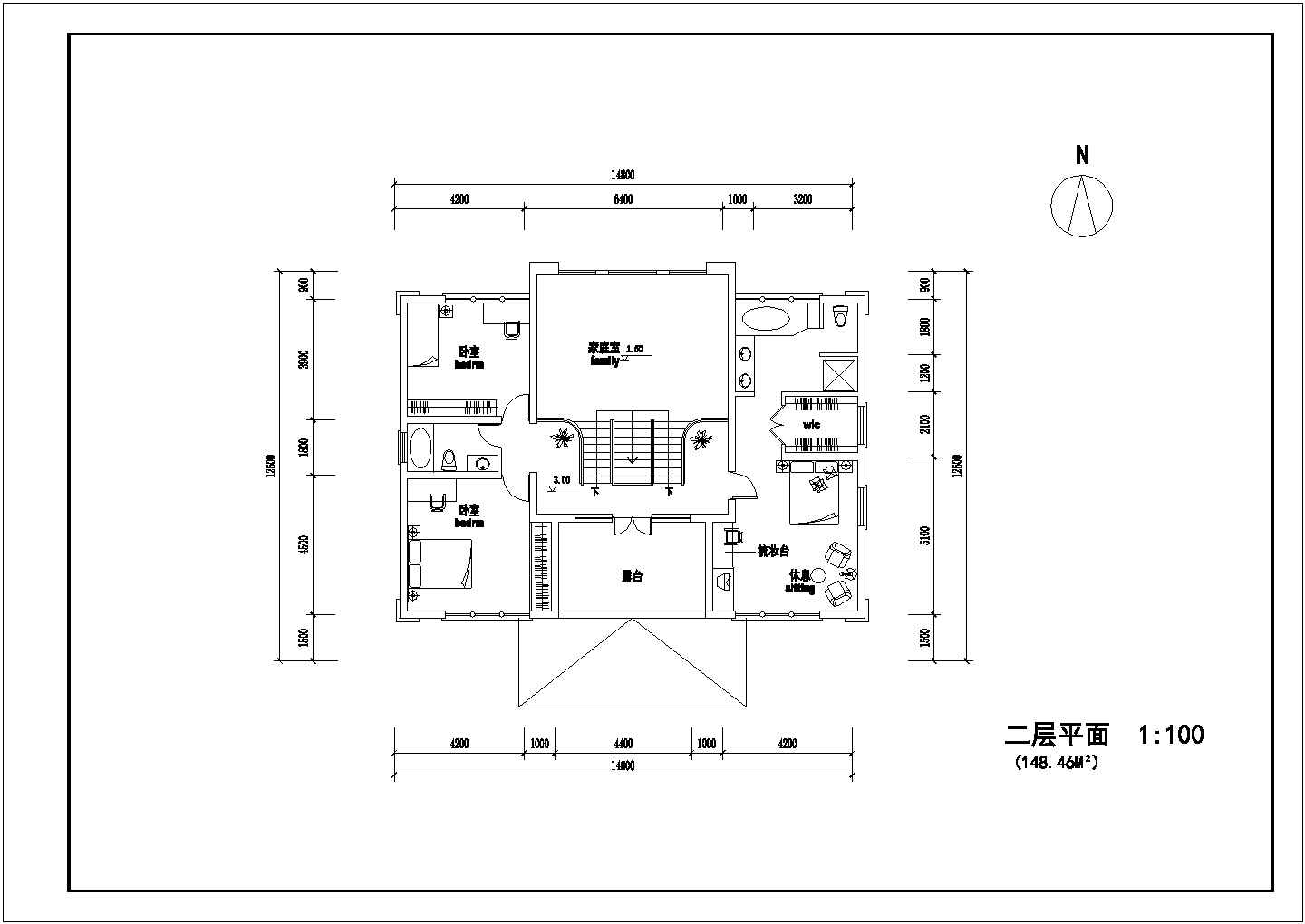 【北京】某别墅区二层北美风格别墅方案图