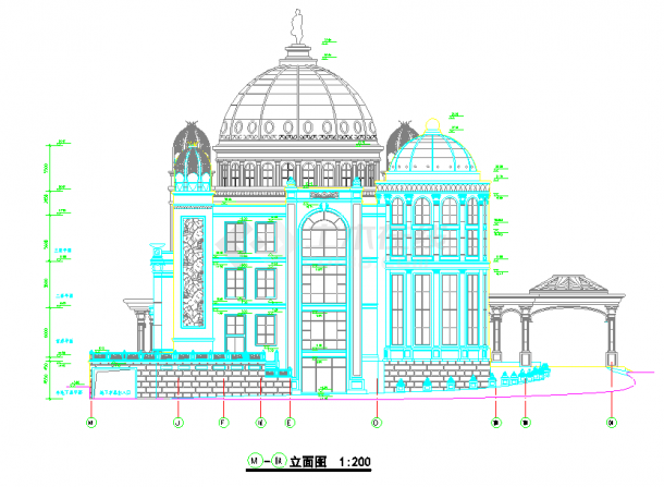【广州】某帝景小区三层豪华会所建筑扩初图（含效果图）-图一
