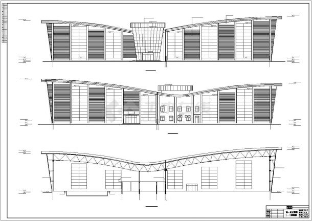 某地上一层地下一层职工活动中心建筑设计cad图纸（含游泳馆、网球馆设计）-图一