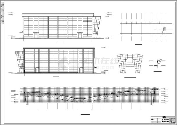 某地上一层地下一层职工活动中心建筑设计cad图纸（含游泳馆、网球馆设计）-图二