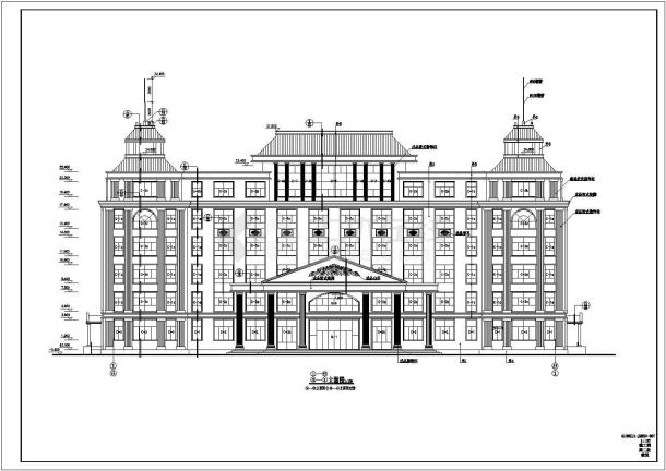 某欧式六层办公楼建筑设计cad图纸-图一