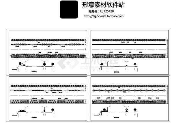 某道路绿化标段及横断面图纸效果图-图一