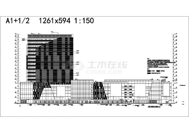 十七层现代风格商业广场建筑cad设计施工图（甲级设计院）-图一