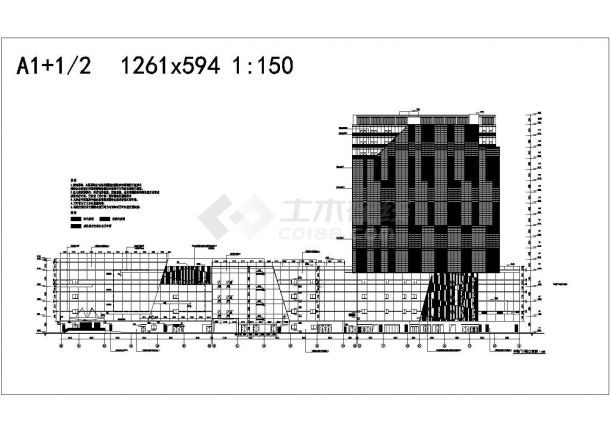 十七层现代风格商业广场建筑cad设计施工图（甲级设计院）-图二