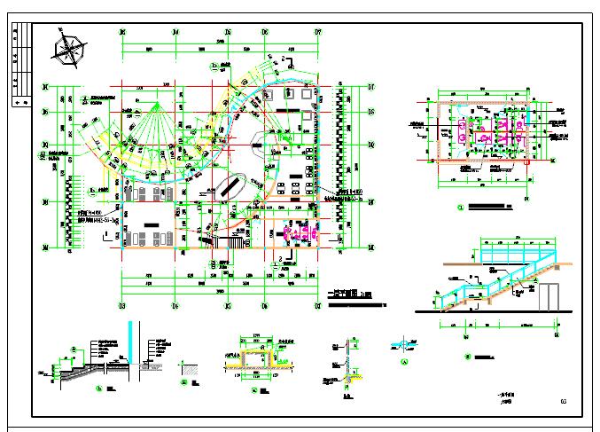 2层钢框架结构售楼部建筑设计施工图_图1