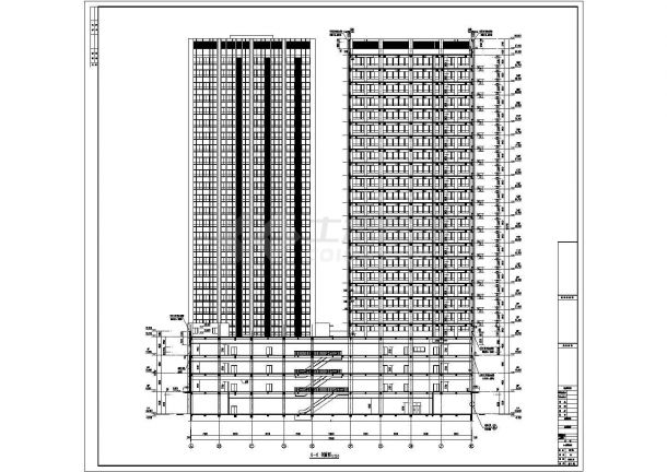 25层钢架结构高层商业办公楼商场建筑cad设计施工图（含地下车库设计）-图一