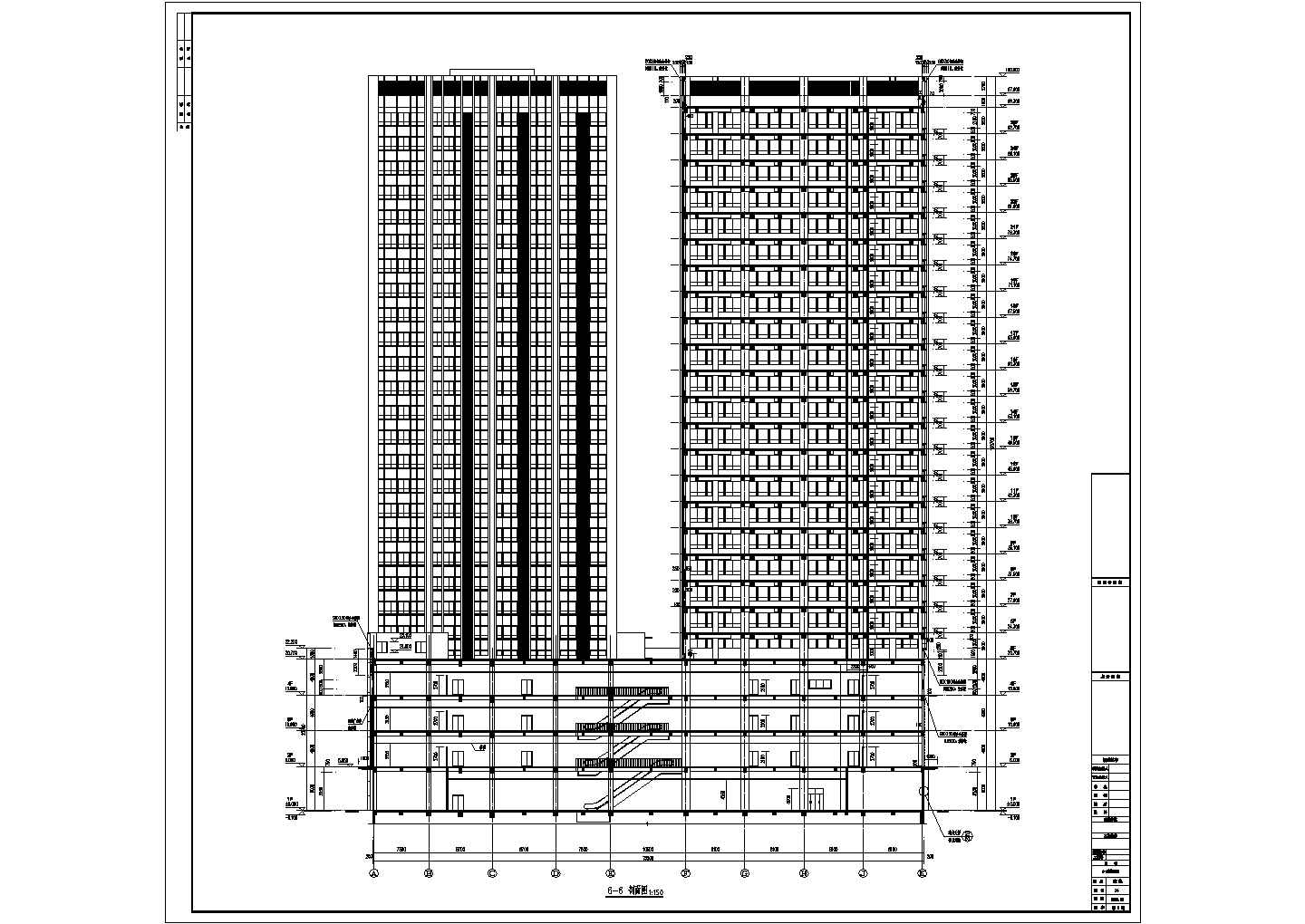 25层钢架结构高层商业办公楼商场建筑cad设计施工图（含地下车库设计）