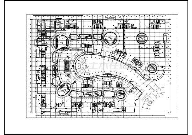 地上3-5层影院平面大商场的平面CAD图纸-图一