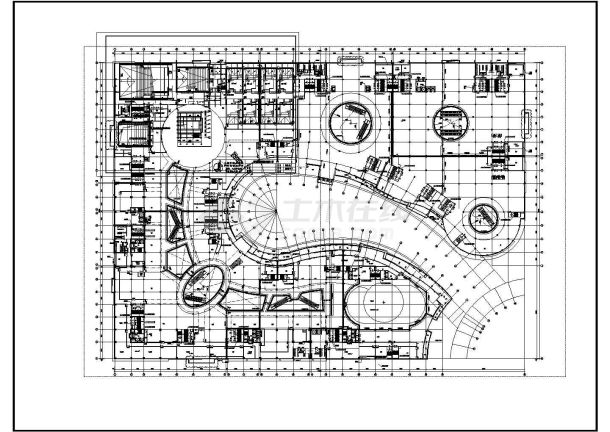 地上3-5层影院平面大商场的平面CAD图纸-图二