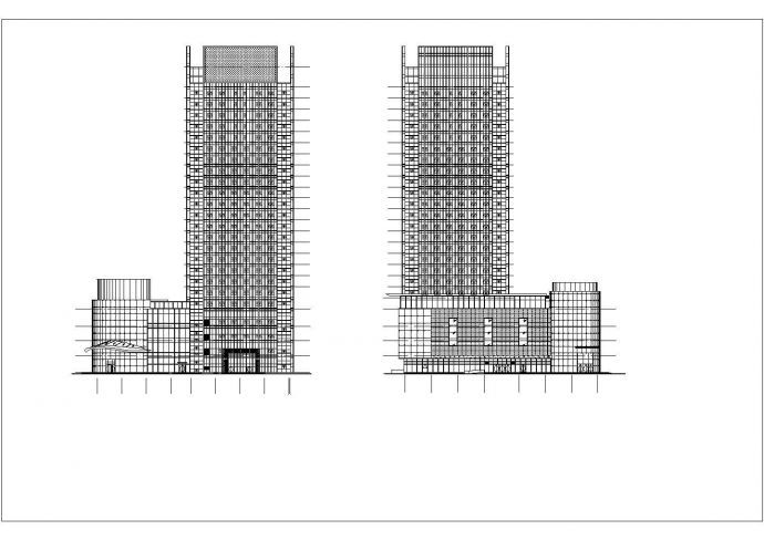 24层大型商业酒店会所综合体建筑cad设计施工图（含高层商业建筑节能设计）_图1