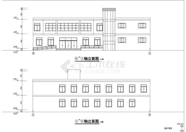 陕西学校二层10m食堂建筑框架结构设计施工cad布置图纸-图一