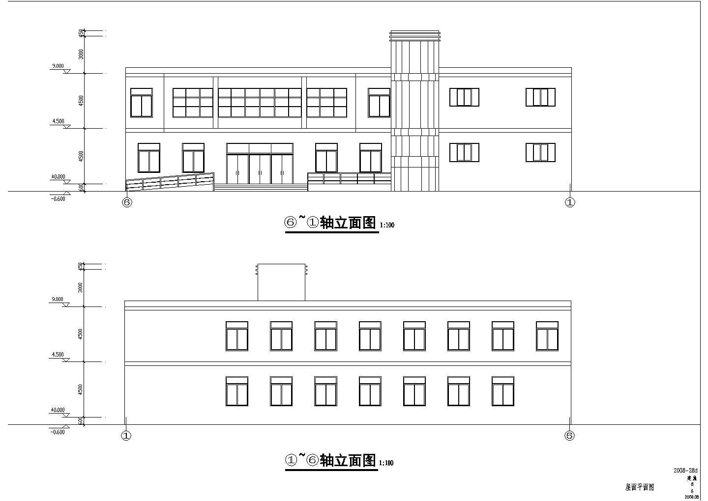 陕西学校二层10m食堂建筑框架结构设计施工cad布置图纸