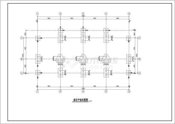 江苏五层住宅综合楼钢筋混凝土框架结构设计做法cad施工平面图-图二