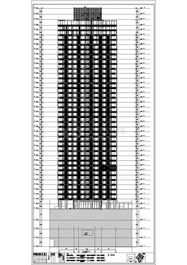 160米43层独栋现代风格住宅楼建筑cad设计施工图（大型超高层住宅含3层地下室设计）-图一