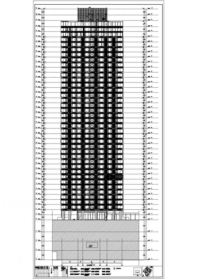 160米43层独栋现代风格住宅楼建筑cad设计施工图（大型超高层住宅含3层地下室设计）_图1