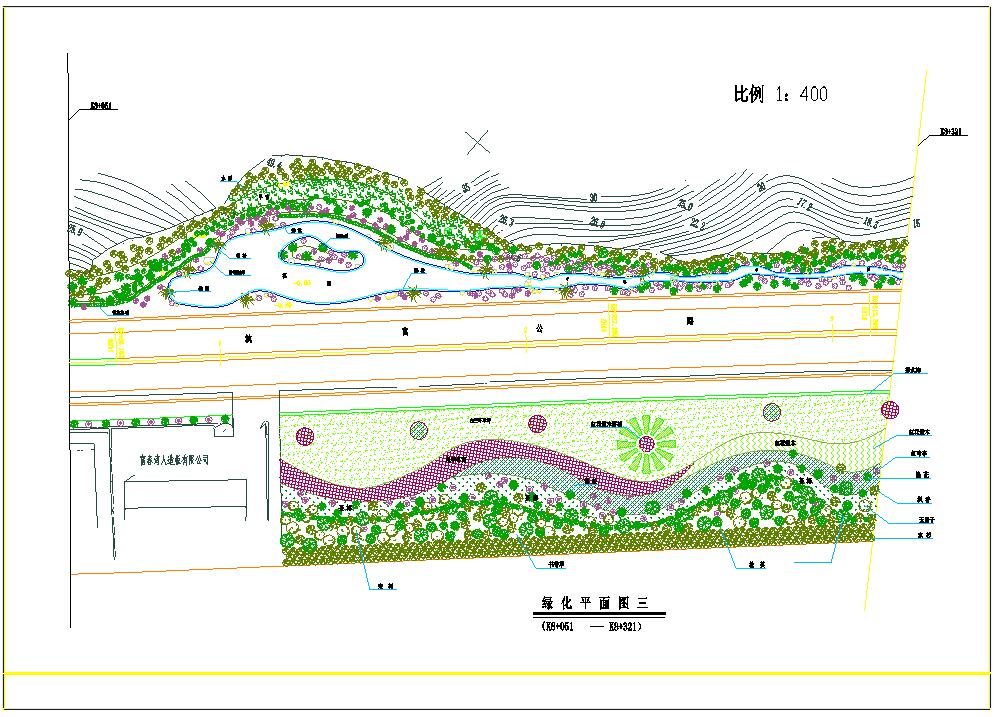 浙江某湖滨景观大道绿化施工设计cad平面方案图纸