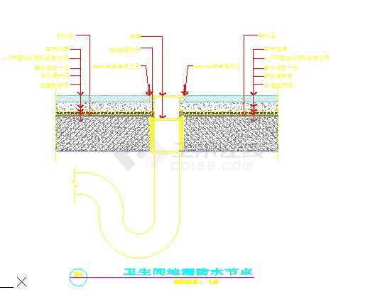 小型的卫生间防水地漏节点设计CAD图纸-图一
