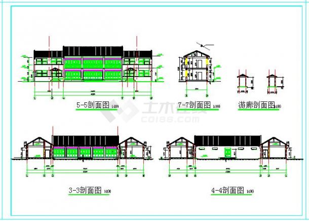 北京四合院全套建筑设计cad施工图-图二