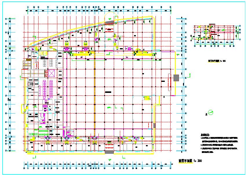 两层大型超市设计装修施工CAD平面图纸带效果图