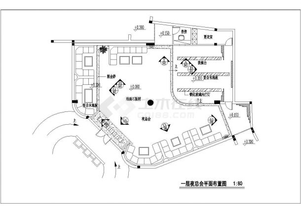 时尚夜总会及酒吧室内装饰装修设计施工cad平立面布置图纸-图二