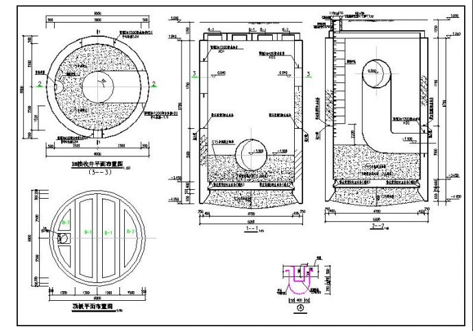 完整的沉井结构剖面CAD参考图_图1