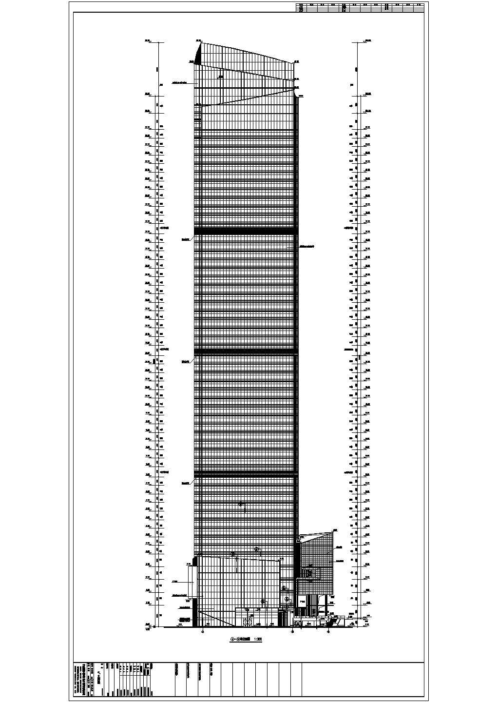 某56层超高层商业办公楼全套建筑cad设计施工图及办公楼建筑效果图（含三层地下室设计）