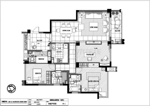 【福州】海润金山B型两室两厅样板房装修施工图（附实景照片）-图一