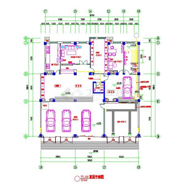 某地小型的汽车服务中心建筑平面图-图二