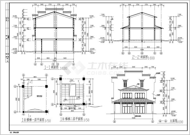 某三层古建筑全套建筑设计CAD施工图（含设计说明）-图二