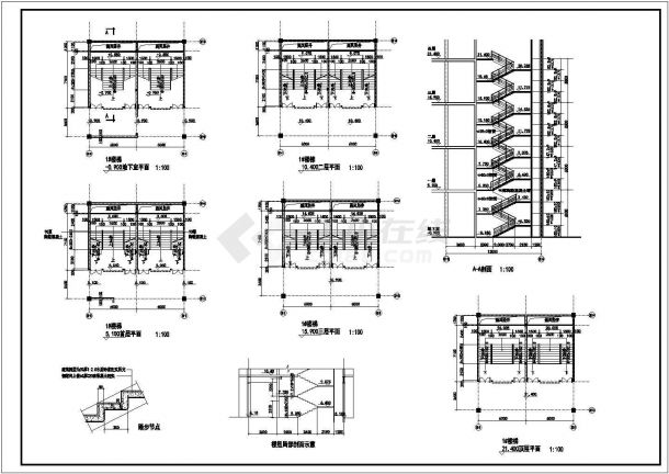 某工程的全套高层楼梯CAD构造详图设计图-图二