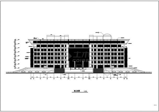 现代风格知名高层大学图书馆建筑cad设计施工图（含楼梯设计）-图一