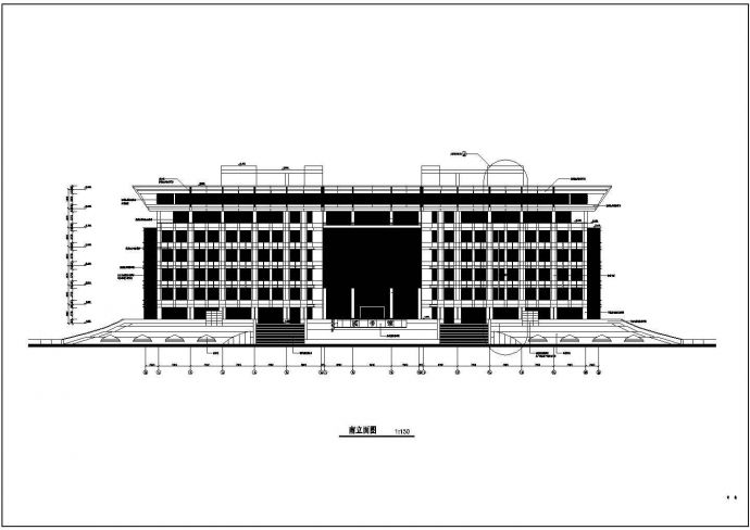 现代风格知名高层大学图书馆建筑cad设计施工图（含楼梯设计）_图1