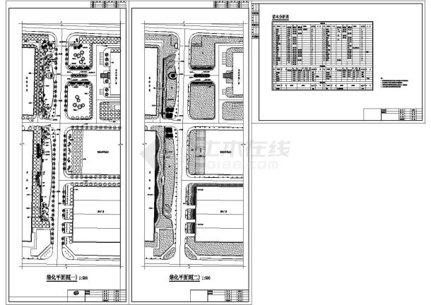 大型企业厂区景观绿化及铺装施工设计cad平面布置图纸-图一