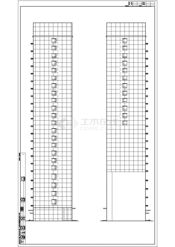 现代风格23层酒店式公寓楼建筑cad设计施工图（含楼梯设计、高层公寓楼设计）-图二