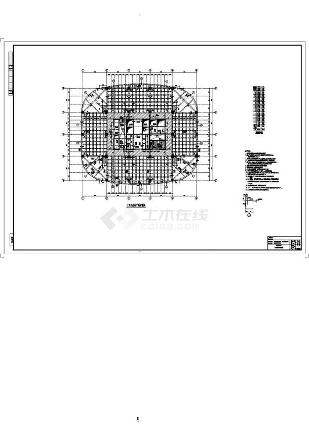 某150米高24层框架核心筒商业综合体结构cad设计施工图（含高层综合楼施工图）-图二