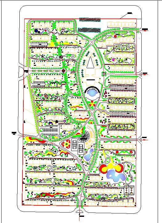 北京高档小区带社区中心幼儿园景观绿化设计施工cad平面布置图-图一