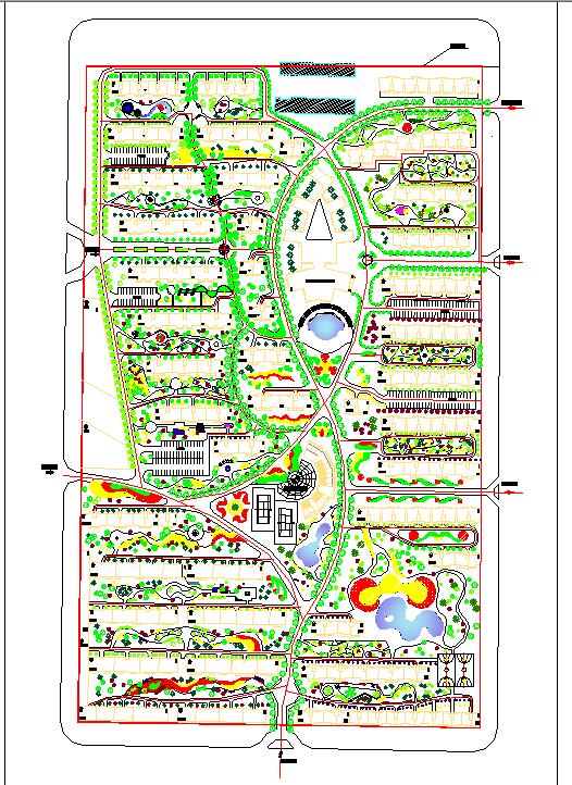 北京高档小区带社区中心幼儿园景观绿化设计施工cad平面布置图