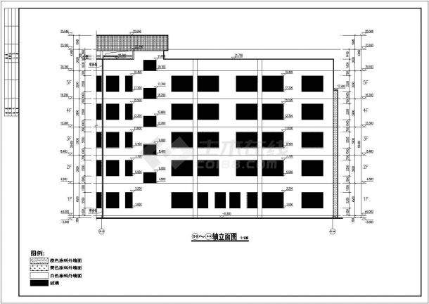 五层框架结构小学教学综合楼建筑结构cad设计施工图（含多层教学综合楼楼梯设计）-图一
