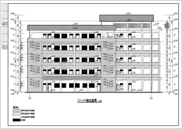 五层框架结构小学教学综合楼建筑结构cad设计施工图（含多层教学综合楼楼梯设计）-图二