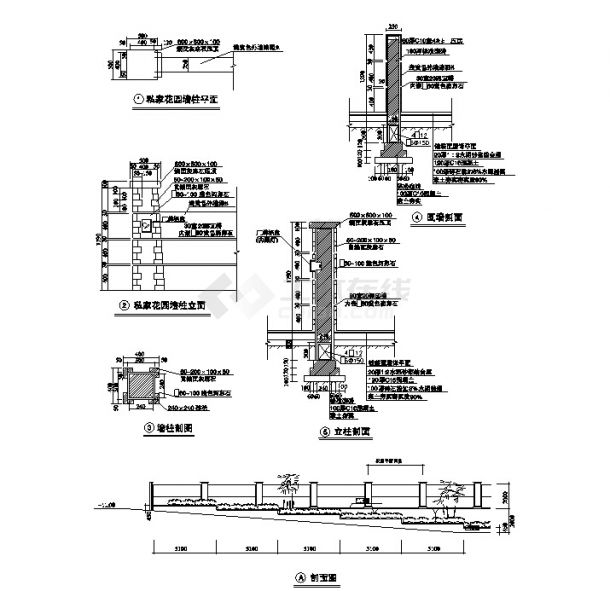 40多种类型景观围墙设计cad施工图（种类齐全）-图一