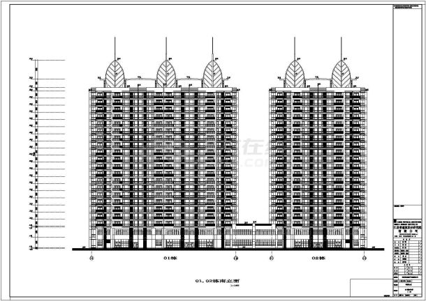 武汉21层底商办公综合楼建筑设计施工cad平面布置图-图二