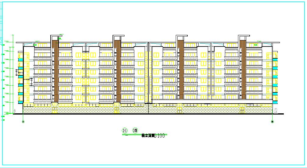 上海七层多单元洋房住宅楼建筑设计施工cad平立面布置图