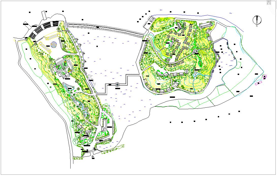 休闲山庄景观规划设计cad平面布置图